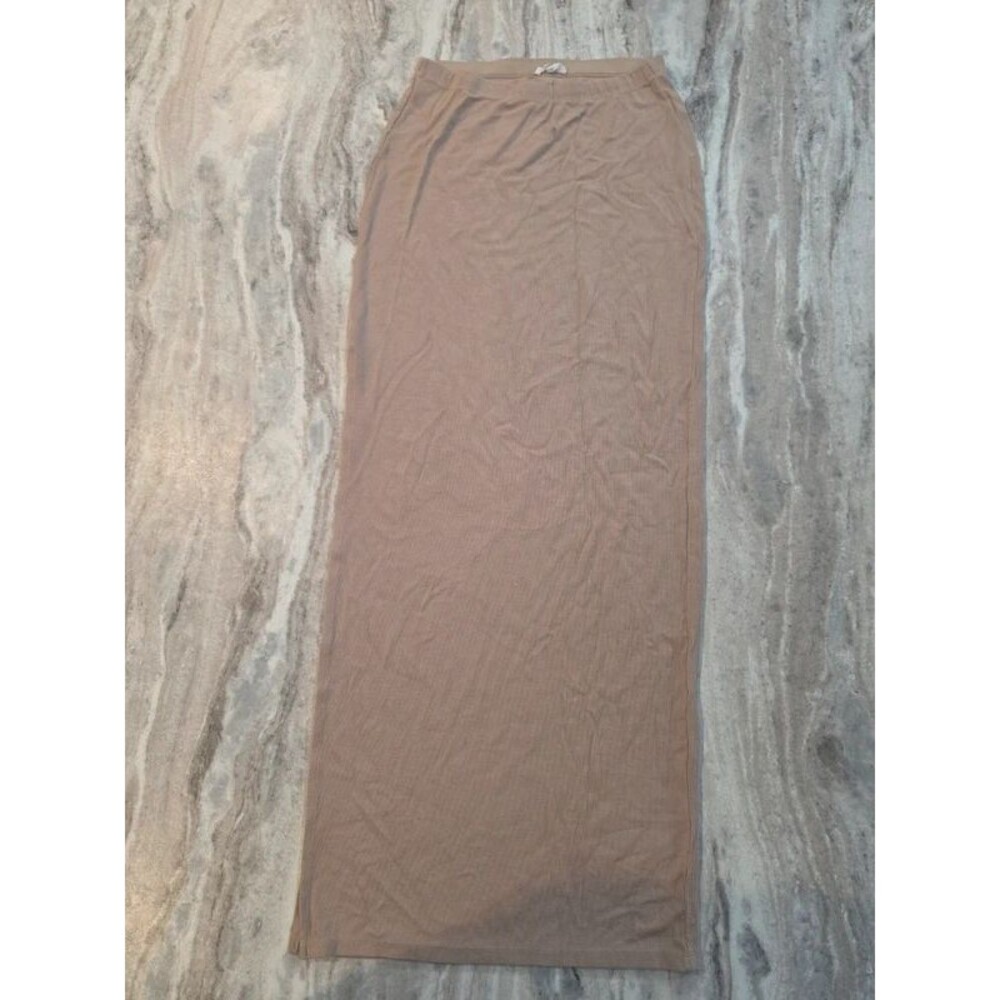 Garage SP Ribbed Midi Skirt – Taupe/Beige